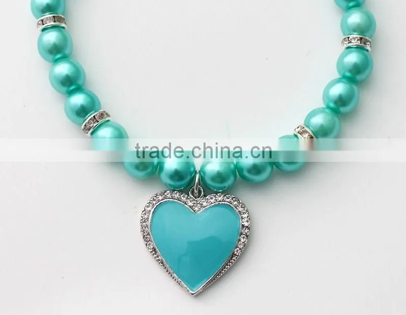 crystal stone heart pearl cat pendant necklace