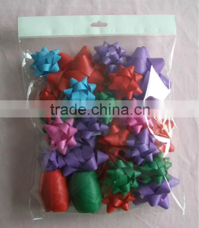 2015 Pretty Metallic Star Ribbon Bows And Easter Egg Sets with Satin Ribbon Tinsels for Gift Packing