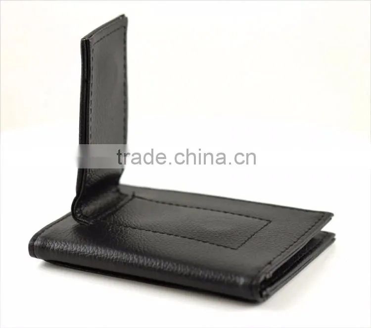 Leather strong magentic money clip bifold card slot money clip for men