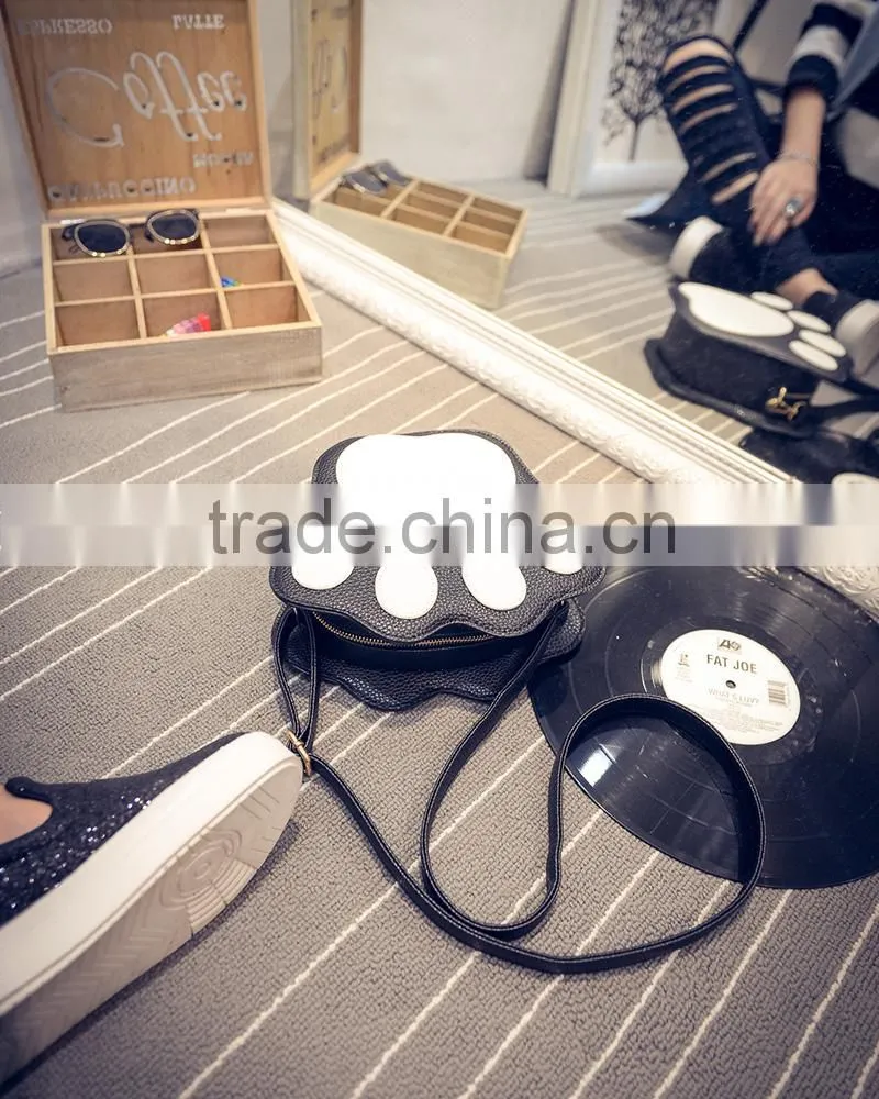 PU shoulder cross body handbags purses ladies bags footprint women bag