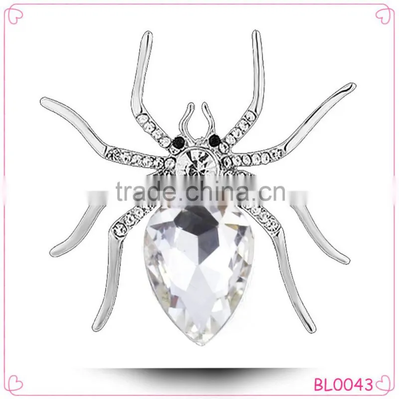 Transparent crystal brooch rhinstone silver animal spider brooch fashion brooch