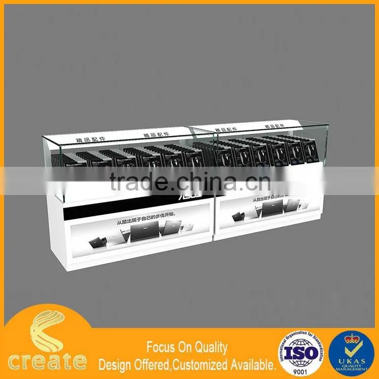 HOT DEAL cell phone manufacturer of glass shop window vitrine with fitting for tempered glass