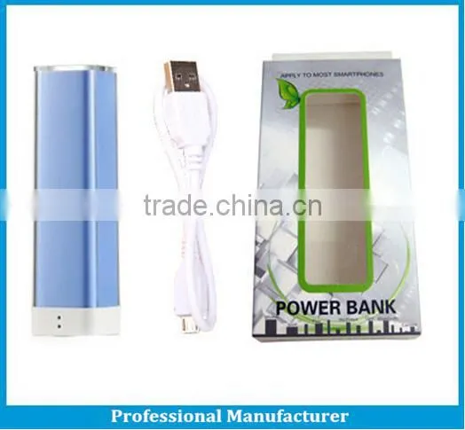 cellphone emergency charger lipstick shape power bank 2600mah, Newest refreshing color powerbanks 2600mah