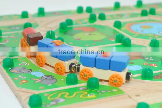 Wooden toy train tracks set for kids