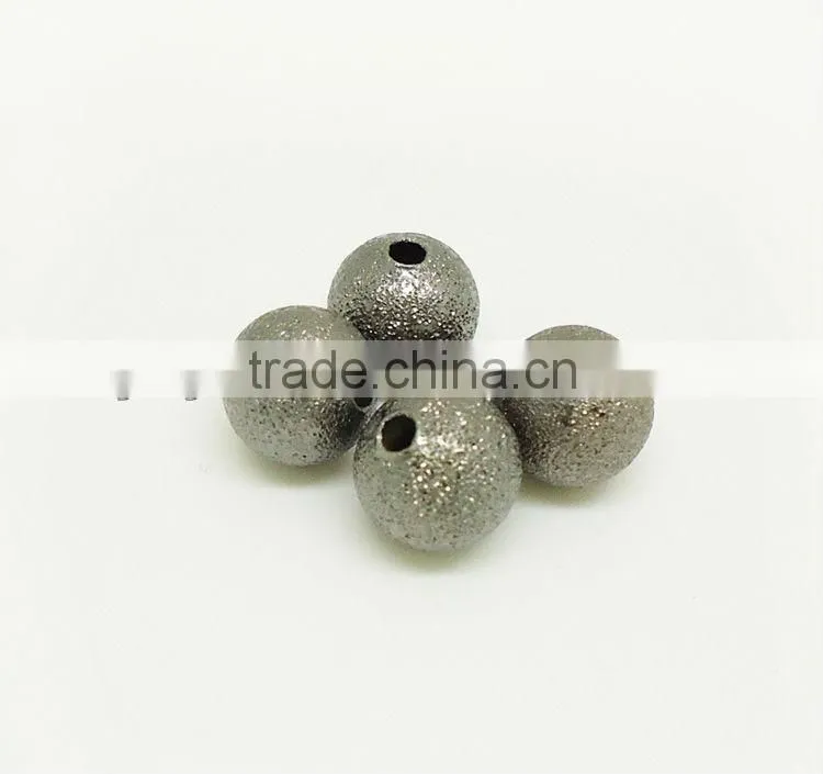 JF2067g Black stardust ball beads,black matte metal round beads,gunmetal stardust beads
