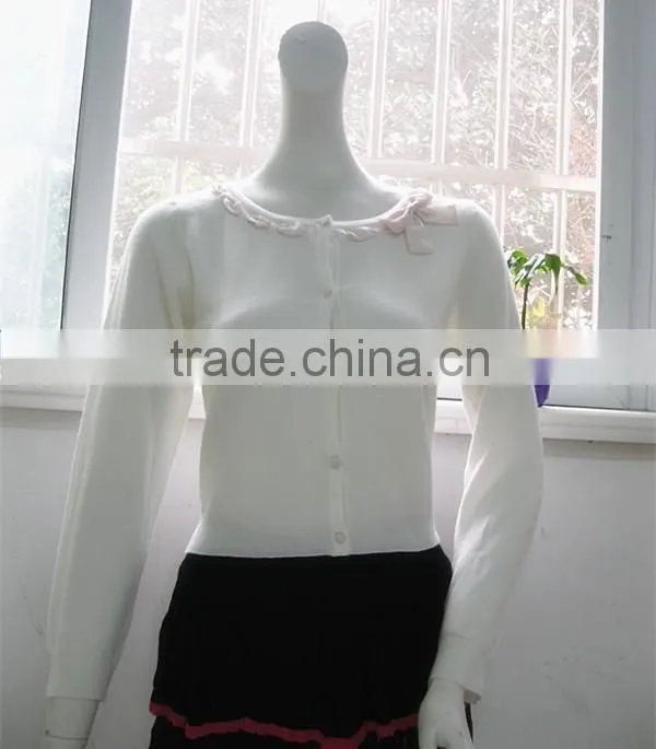 Girl's short knitting wear,white full sleeve cardigan design