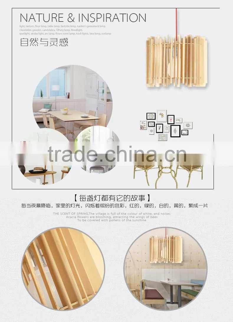 Wooden LED pendant light JK-8005B-04 round wooden e27 lamp holders pendant lamp with Japanese-style light bulb for living room l