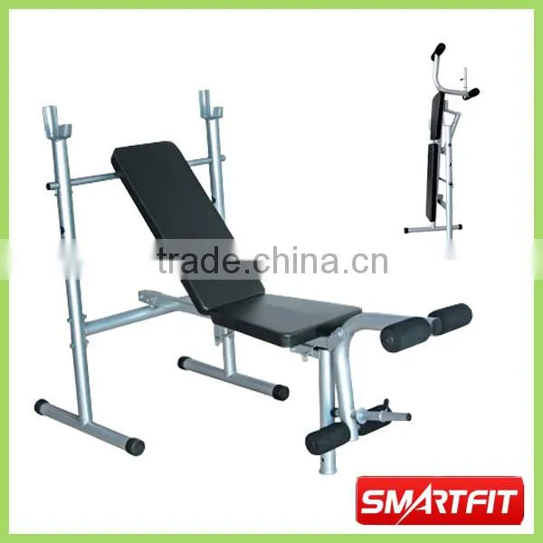 high quality strong tube Foldable Weight Bench cheap bench board with barbell and plate rack