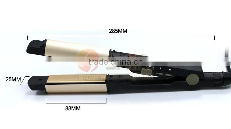 Buy multi-function titanium flat iron newest design 2 in 1 hair straightener/curling iron in china market SY-862