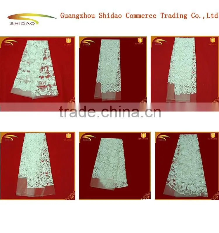 Big sales white african french guipure lace embroidery swiss fabric for wedding dress making