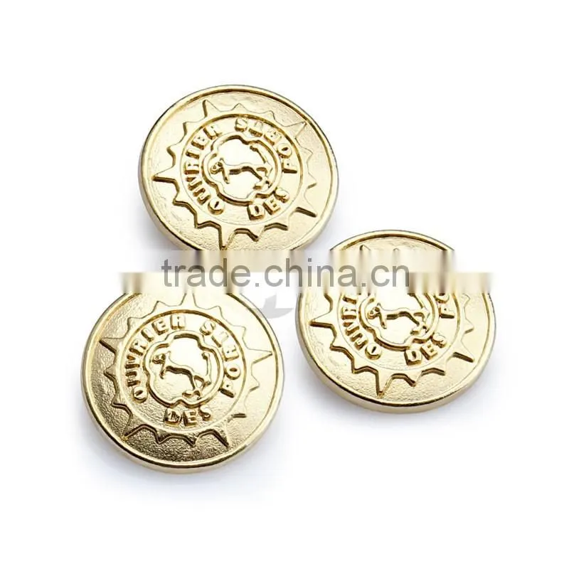 Gold Embossed Logo Custom Metal Sewing Button