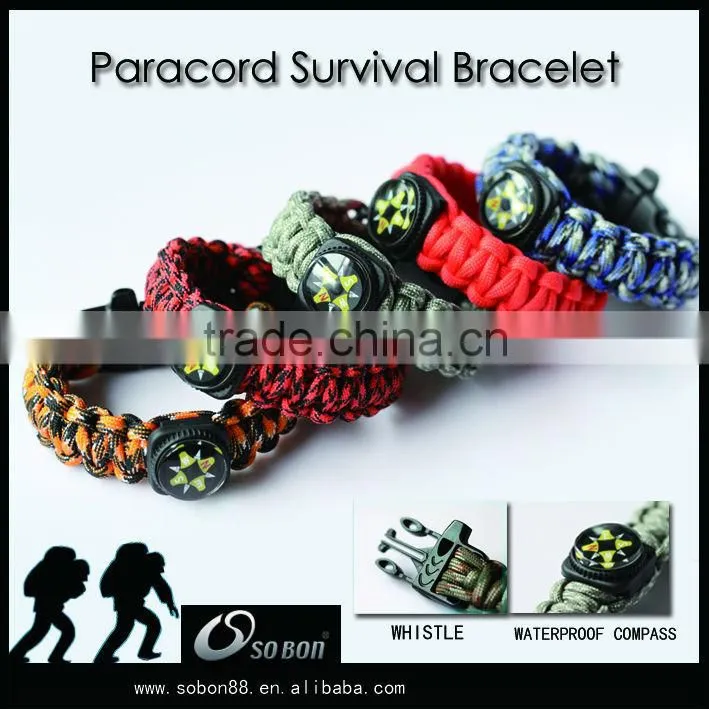 Unique Woven Paracord Compass Bracelet / Wristband