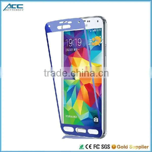 2015 hot new products,hight quality 9H hardness 2.5D round edge color tempered glass screen protector for Samsung S4 S5