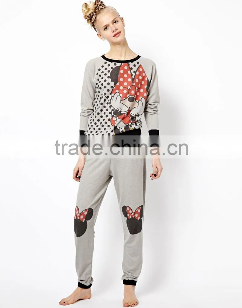 Ladies Petite embroidered with contrast color cuff Onesie Pajamas with Hood