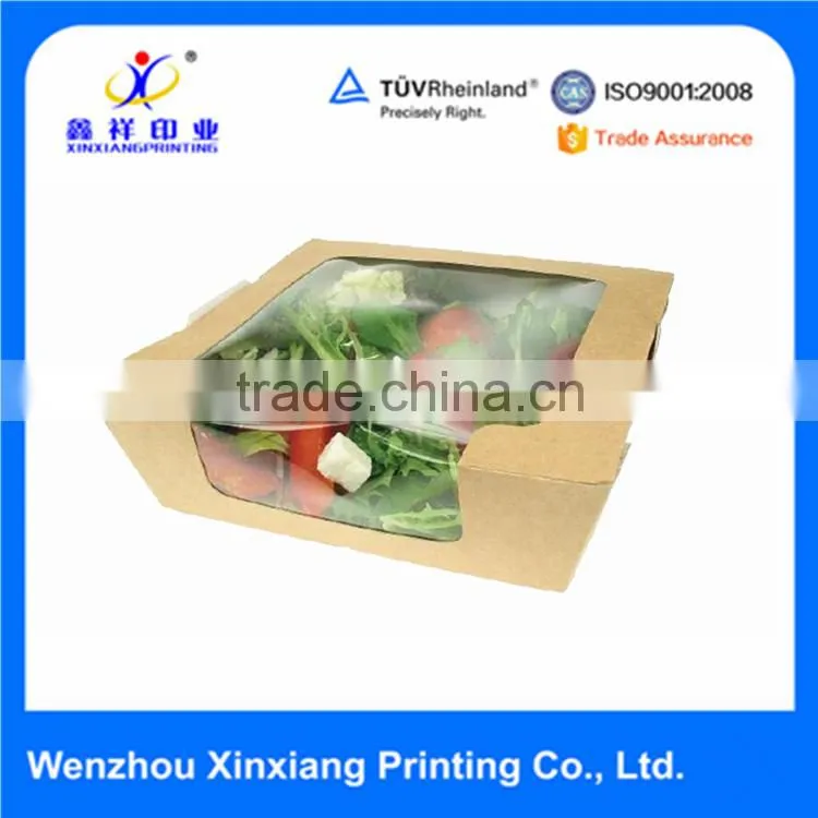 Custom food packaging Kraft salad box with window for take away