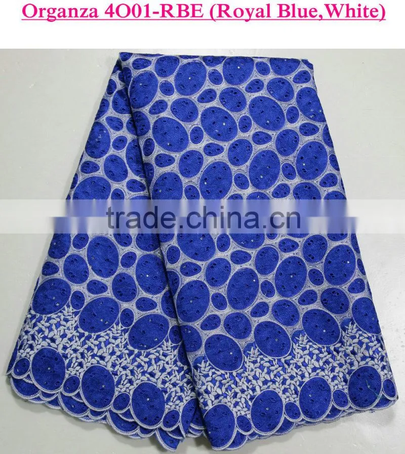 2015 New arrival embroidery organza lace fabric africa organza lace wedding dress