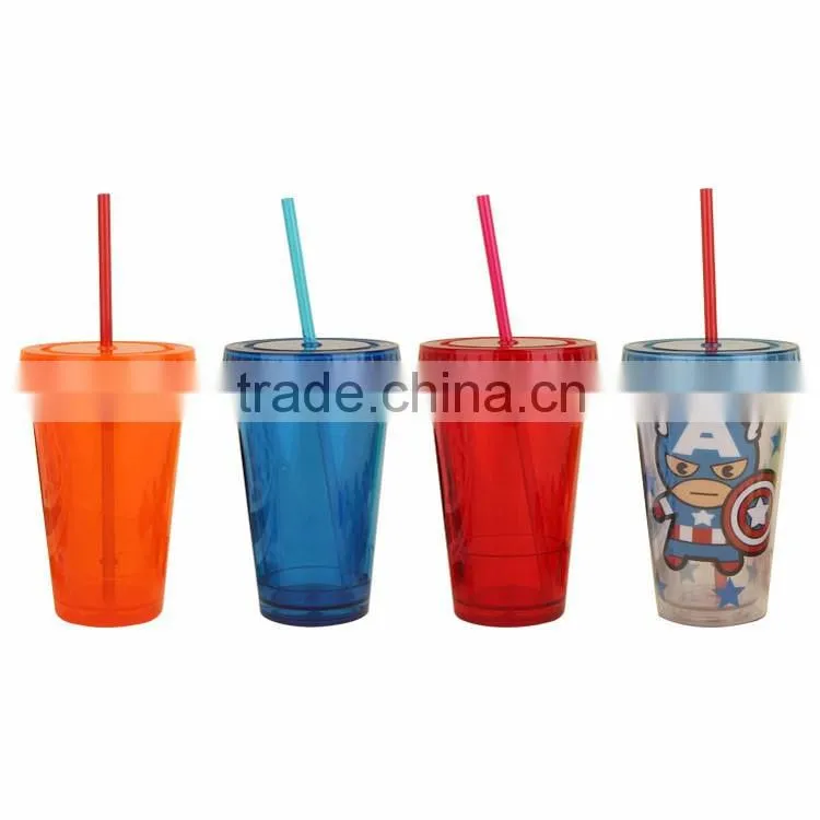 Wholesale Price Joyshaker Paper Insert Plastic Cup, 450ml Double Wall Sipper Drink Cup