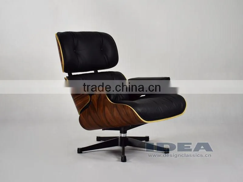 Replica Charles Lounge Chair Palisander Shell Black Leather