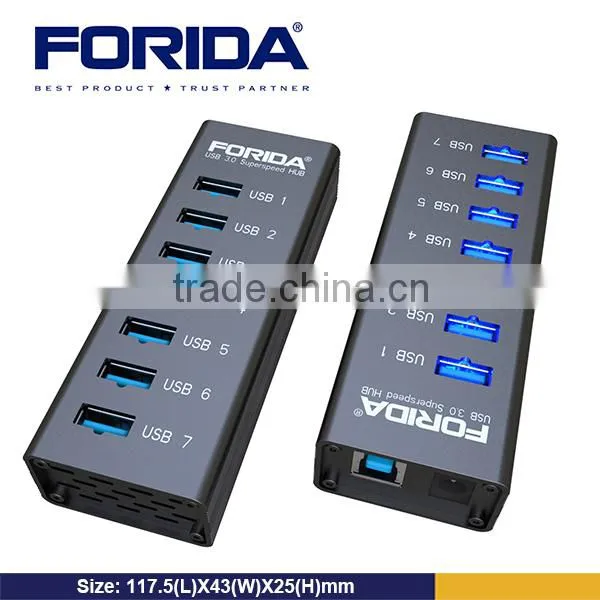Portable SuperSpeed External Mini USB 3.0 Hub With LED, Black
