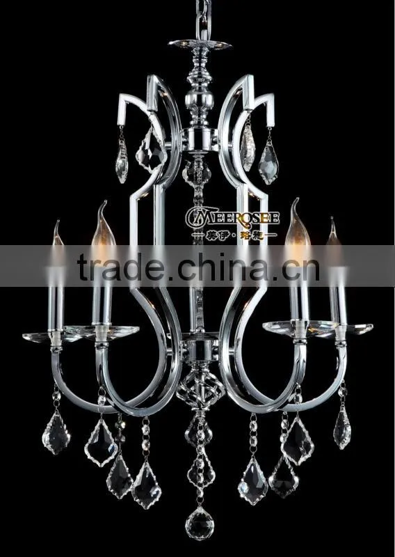 Contemporary Silver Chrome Crystal Chandelier Pendant Lamp 5 light Chandelier Crystal Light Fixture
