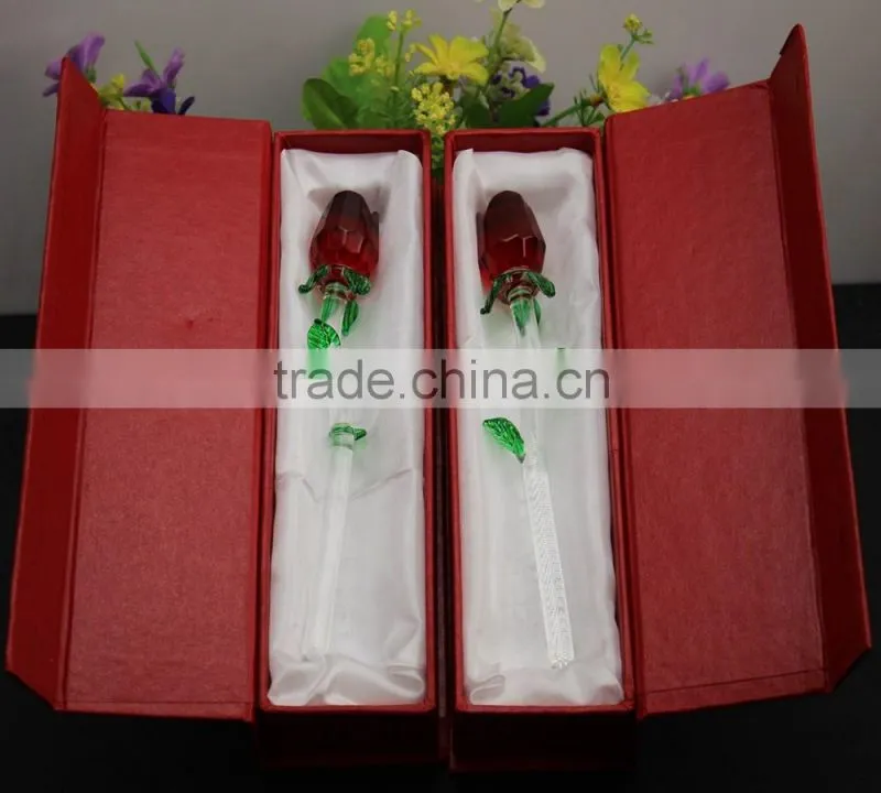 2016 Latest Design Romantic Crystal Rose Flower for Wedding Favors 160*25mm red /pink hot selling