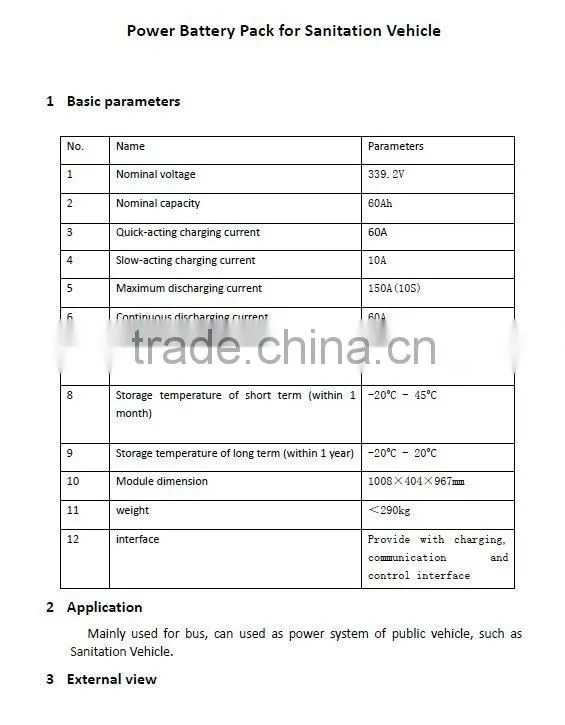 battery module for electric sanitation truck