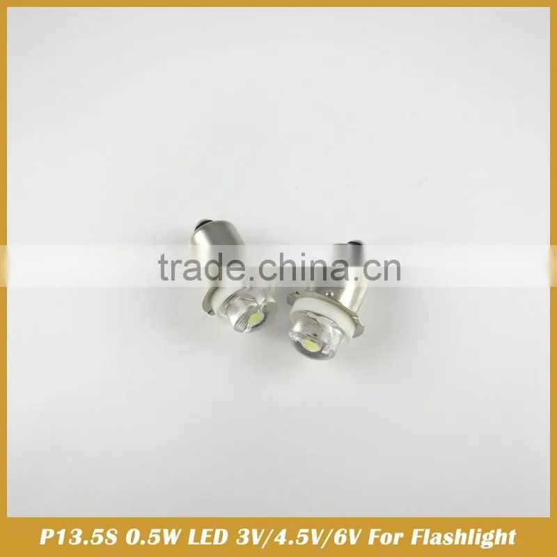 P13.5S 1W LED Torch Globe Bulb 3V/4.5V/6V/5-30V