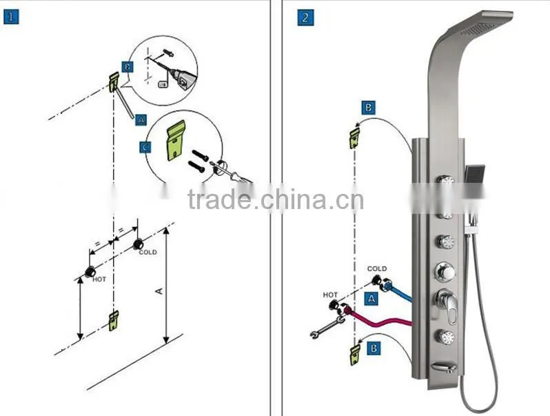 bathroom product massage stainless steel shower column Y-057