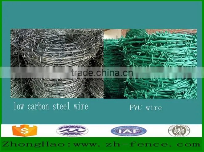 Hot dipped galvanized PVC coated high quality Barbed Wire Fence