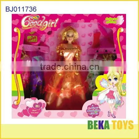 good girl plastic doll with 5 sets of skirts beautiful girl set dolls