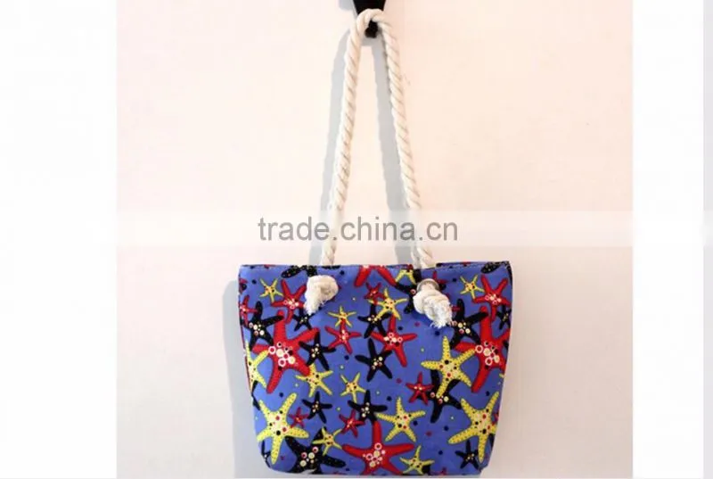 Fashion design stripe beach bag with zipper