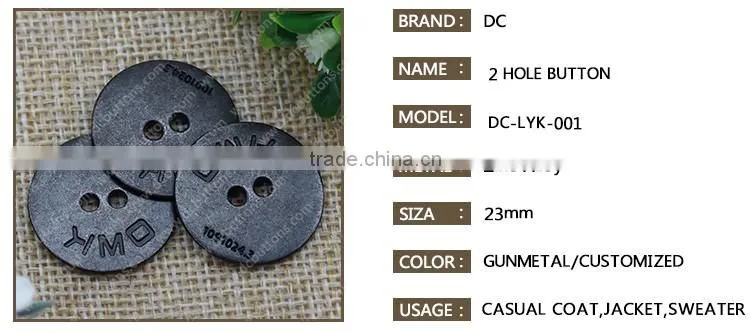 High Quality Metal Button 2 Metal Eyes Sewing Button for Clothing
