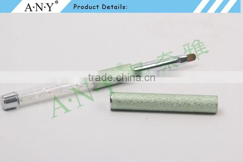 ANY 2016 New Design Acrylic Handle With Diamond Inside Oval Imported Nylon Hair Nail Art Gel Brush Pure Color Hot Sale