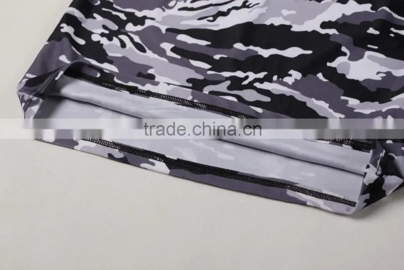 Crew neck sublimation camouflage t-shirt fitness compression sports camo t shirt