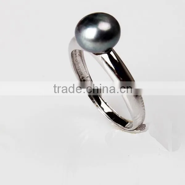 Black pearl ring/real natural pearl ring