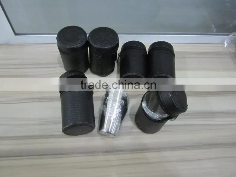 Stainless steel cup with leather wrapped and logo 4pcs in leather bag