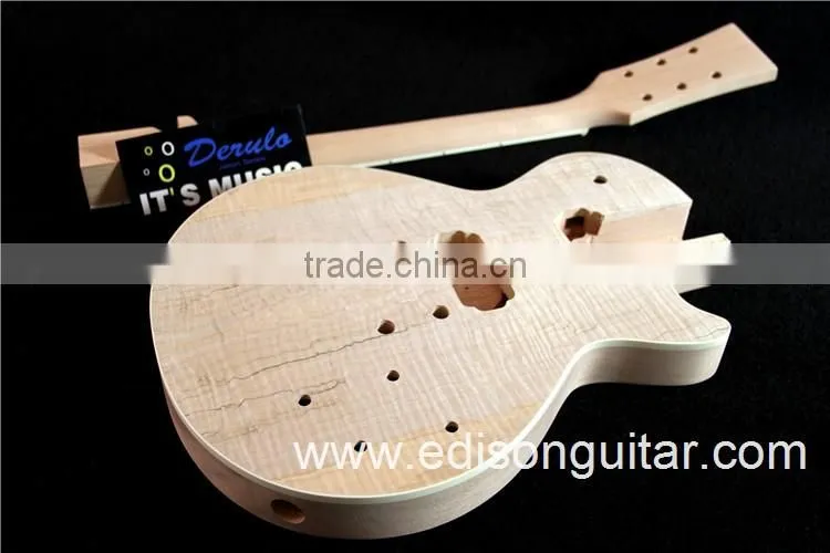 China Guitar Factory Mahogany Body Flamed Maple Top DIY Electric Guitar Kits MX-021