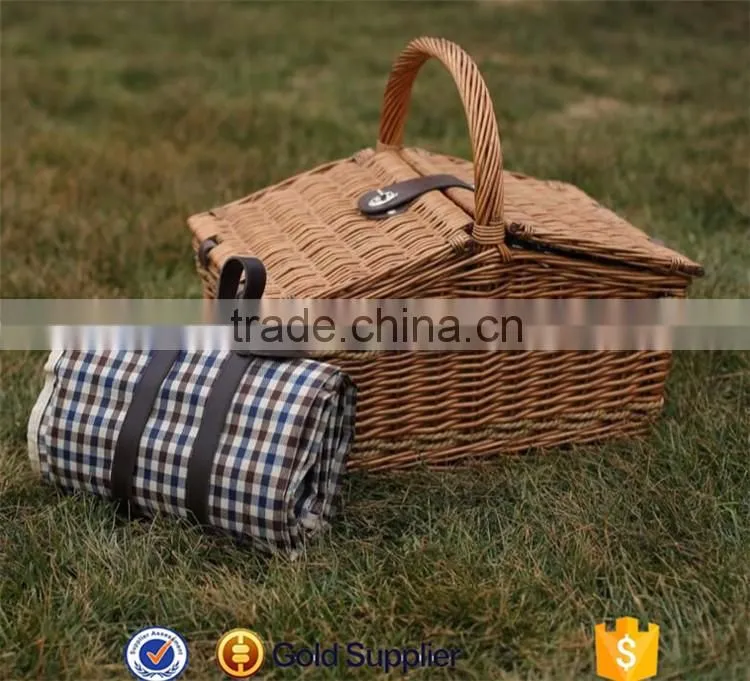 High quality willow folding 2 person picnic basket