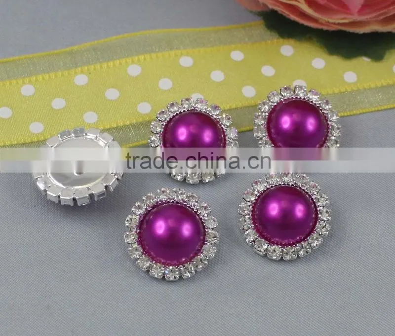 Small 18 mm Pearl Crystal Shank Rhinestone button Embellishment