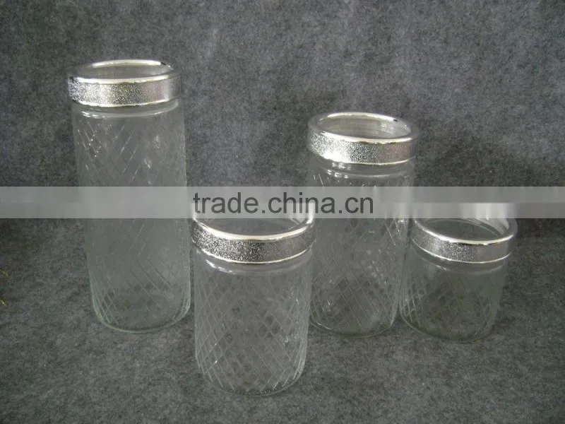 Frost glass jar with lid