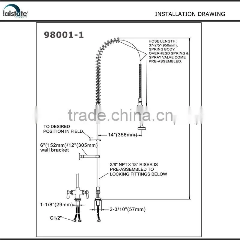 Commercial Kitchen Deck Mounted Pre-Rinse Unit Faucet (98001-1)