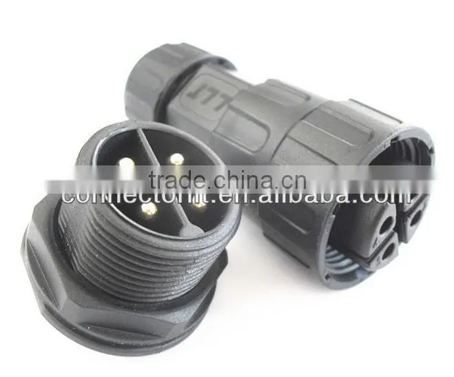 4 pins panel front mounted male socket with female plug waterproof connector