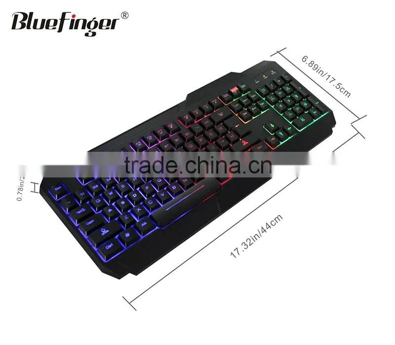 Cheaper black waterproof keyboard for gaming with rainbow backlit