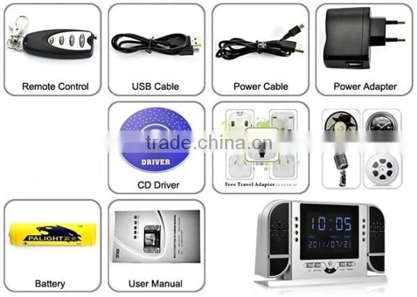 1280x720 (30fps) HD Camera Alarm Clock with Motion/Voice Detection Clock Camera
