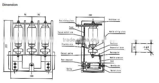Vacuum contactor for substation 3.6kV vacuum switch 3 phase contactor