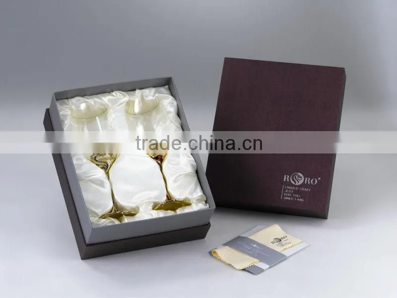 RORO Auspice dragon and phoenix enamel crystal glass red wine glass