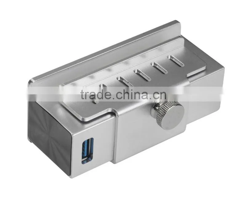 High-speed 4-Port USB 3.0 Hub with LED indicators and easy to be fixed on the PC or table
