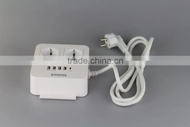 CE VDE approved new arrival 5V 8A 5 usb schuko outlets with phone holder
