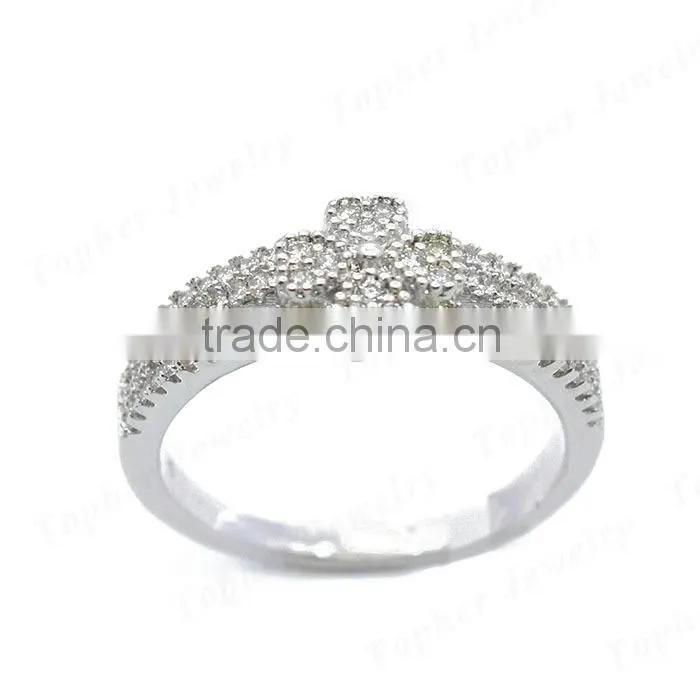 China factory direct sale 925 silver women flower ring with CZ stone