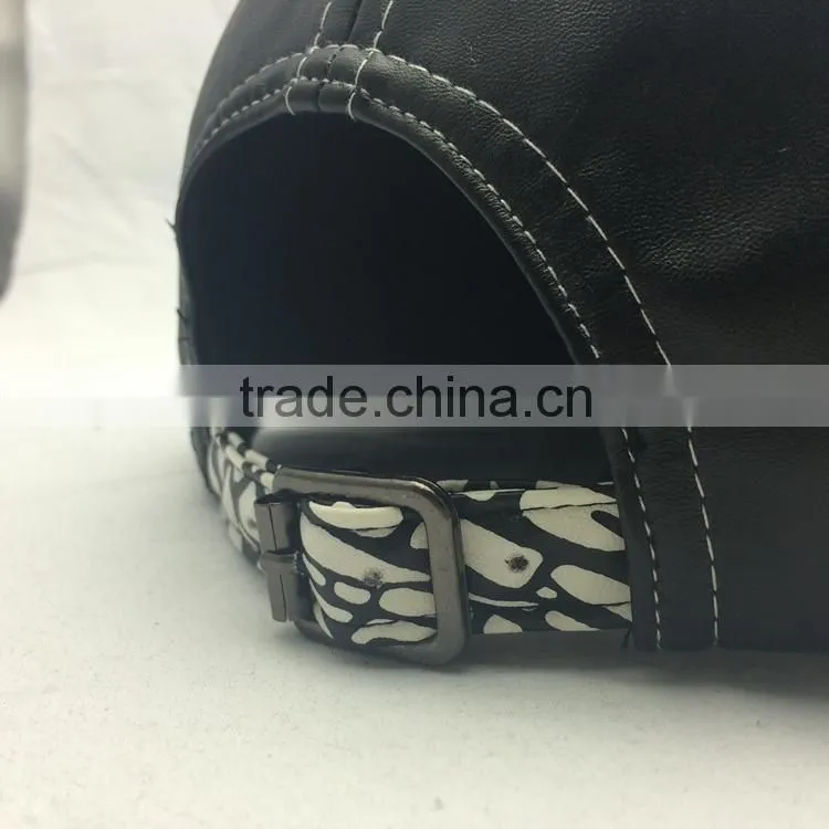 custom design your own logo 6 panel leather snapback caps